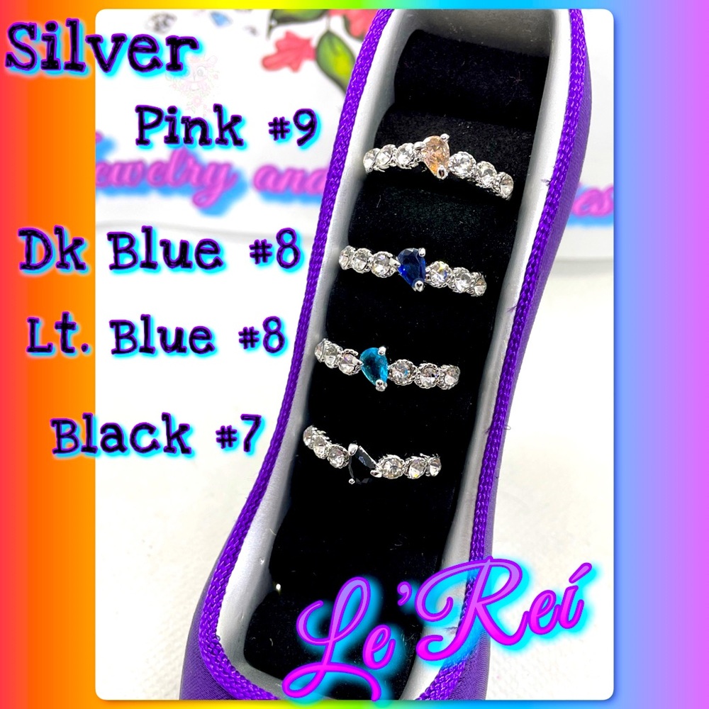 Fashion Teardrop Rhinestone Rings- Silver